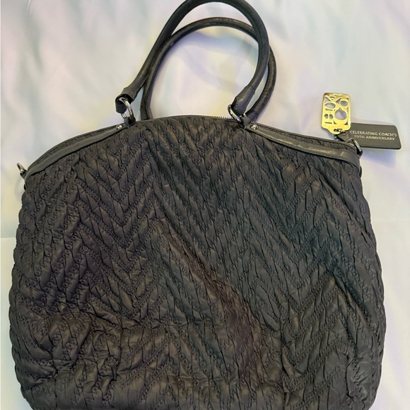 Coach Black Quilted Shoulder Bag with Metallic Accents - Picture 2 of 4